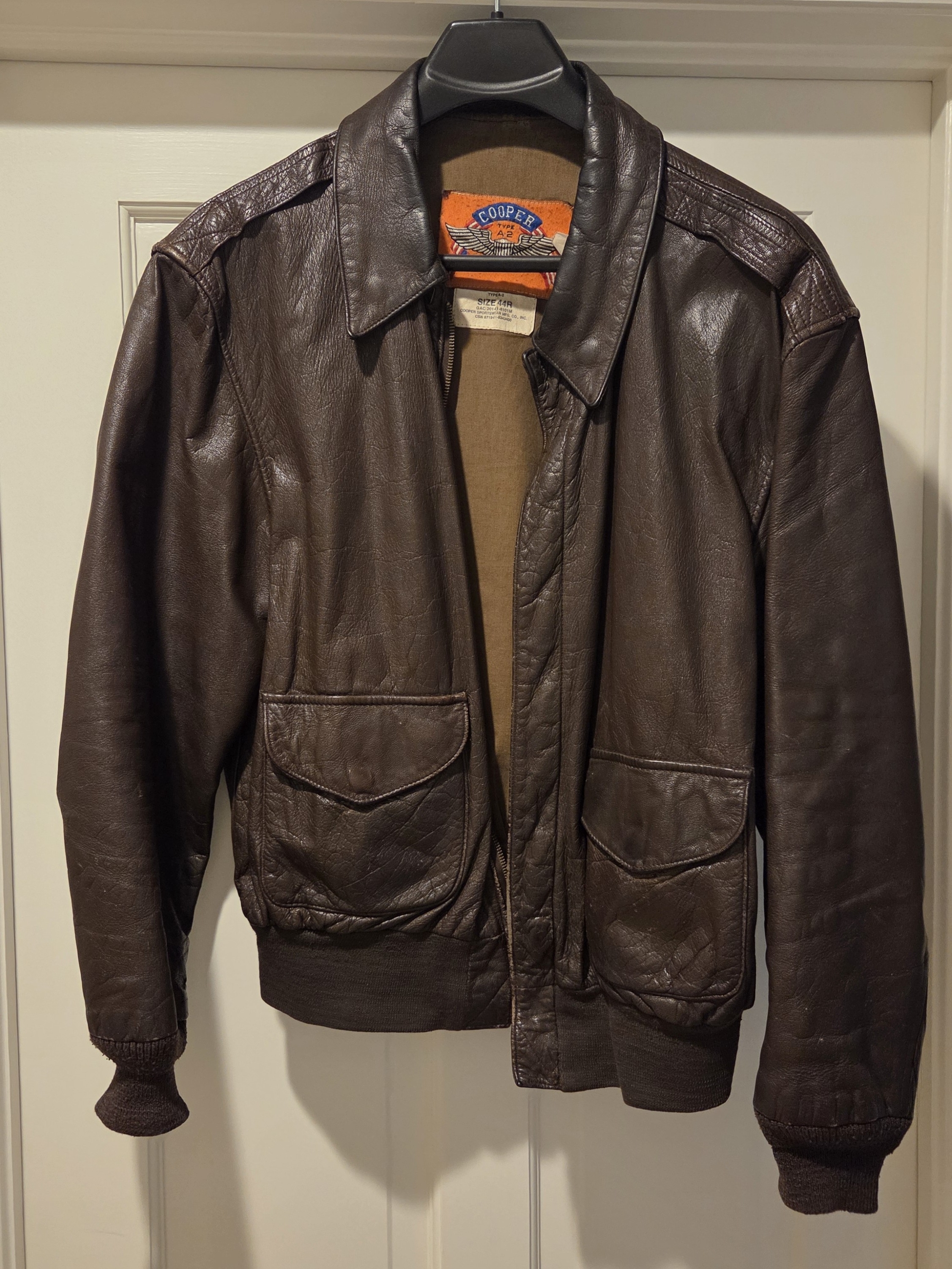 Cooper A2 Brown Leather Bomber Jacket - Men's